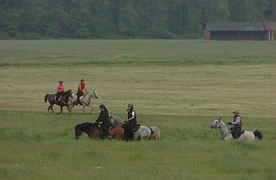 riders in the early morning